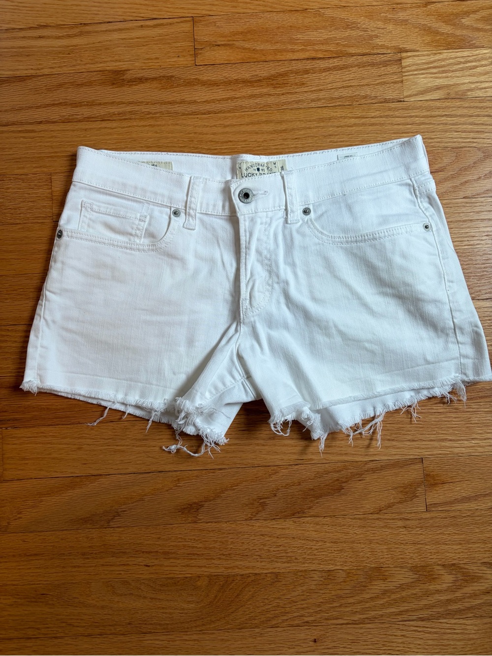 Lucky Brand White Frayed Hem Denim Shorts Size 2